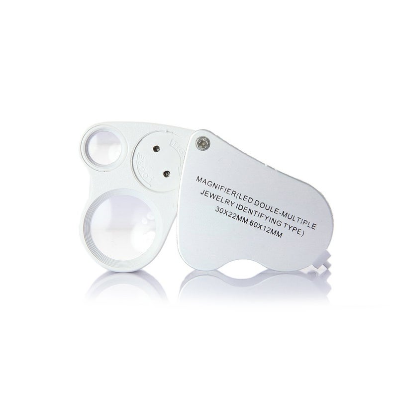 EnTeck 30X 60X Dual Lens LED Illuminated Jewelry Magnifier, Pocket Microscope Magnifying Jewelers Eye Loupe Glasses - Image 5